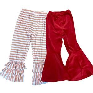 Toddler Girls Flare Wide-Leg Set of 2 Ruffle Pants - Large / 4T